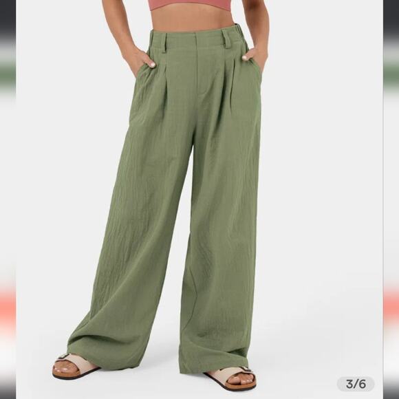 HALARA Pants - Halara 100% Gauze Cotton Lightweight Pull On Comfy Wide Leg Pants NWT Medium